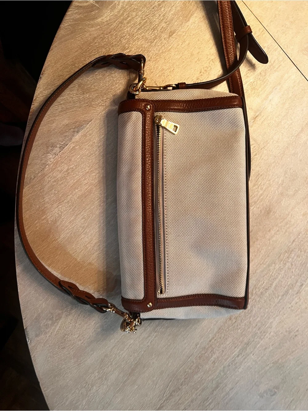 Coach Canvas & Leather Crossbody in Orange, Brown and Cream